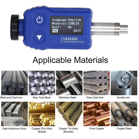 7 In 1 Portable Hardness Tester For Aluminum And Steel Alloys, Superficial Durometer Testing Machine, Leeb Hardness Tester, Hardness Testing Equipment LS252DC, On The Go Metal Material Gauge, blue handheld unit