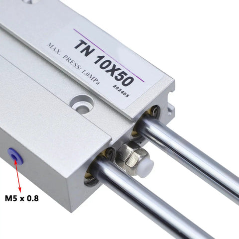 10Mm Bore 50Mm Stroke Aluminum Pneumatic Air Cylinder, Double Acting, Anti Rust Aluminum Alloy, Side View Showing M5 x 0.8 Mounting