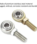 Built Tough Heavy Duty Rod End Heim Joint Set With Half Inch Bore And Half Inch 20 RH LH Male Threads, Stainless Steel, Corrosion Resistant, High Load Lateral Capacity 12200 Lb, Universal Fit For Cars, Motorcycles, ATVs, Boats, CNC Equipment. two rod ends