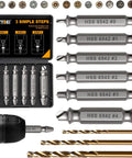 Pro Grade Heavy Duty Damaged Screw Extractor Set With 65HRC HSS 6542 Material Upgraded Removal Tool Kit And 3 Twist Drill Bits