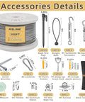 One Eighth Inch Wire Rope Kit With 300 Ft Vinyl Coated Stainless Steel 7x7 Cable for outdoor string lights accessories details