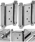 Heavy Duty Stainless Steel Spring Hinges For Doors And Fences, Automatic Self Closing Double Swing Gate Hinges, Rustic Charm Silver Finish
