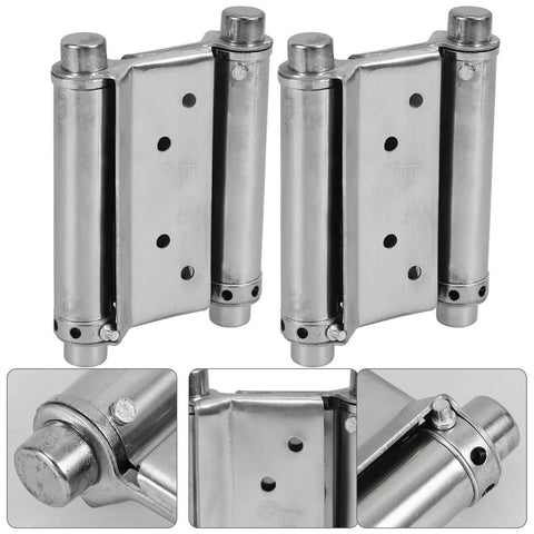 Heavy Duty Stainless Steel Spring Hinges For Doors And Fences, Automatic Self Closing Double Swing Gate Hinges, Rustic Charm Silver Finish