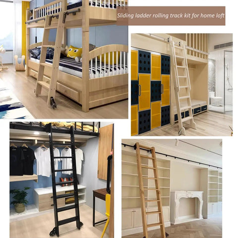 13 Foot Sliding Barn Door Hardware Kit With Rolling Ladder Track System No Ladder Round Tube Wheels And Extension Rail