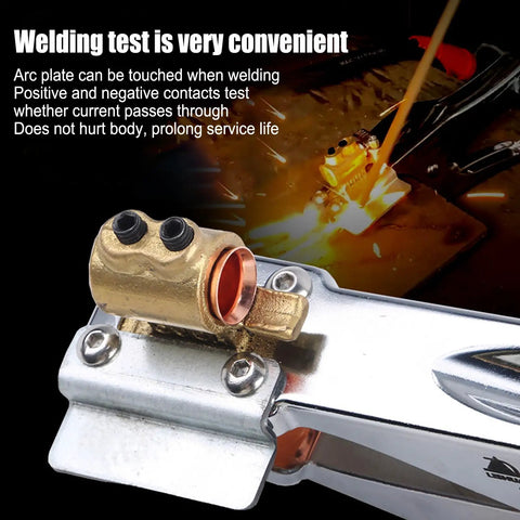Close-up of Heavy Duty 300A Grounding Work Clamp For Electric Welding And Soldering Repair demonstrating arc plate feature.