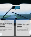 Interior view of a car windshield showcasing a clear auto glass after using Windshield Repair Kit For Chips And Cracks With Nano Glass Repair Resin Liquid.