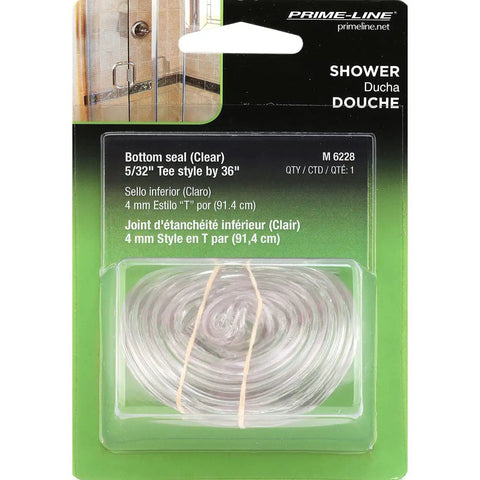 Shower Door Bottom Sweep Clear Vinyl 36 Inch Length Trim To Fit With Tee Edge Insert Two Width Options 3 Sixteenth Inch And 5 Thirty Seconds Inch Ideal For Standard Shower Enclosures Single Pack packaging