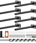 Rock Solid Hidden Floating Shelf Brackets 8 Pack Black Heavy Duty Metal Wall Mounts, screws and tools included.