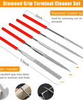 Pro Grade 96 Piece Terminal Removal Tool Kit For Auto And House Wiring With Pin Extractor, Wire Terminal Release Tools, Depinning Set, Includes 76 Removal Bits, Circuit Tester, Diamond Grip Cleaner Set, Trim Tools, And Carry Bag diamond grip terminal cleaner set, 5.5-inch rubber handles