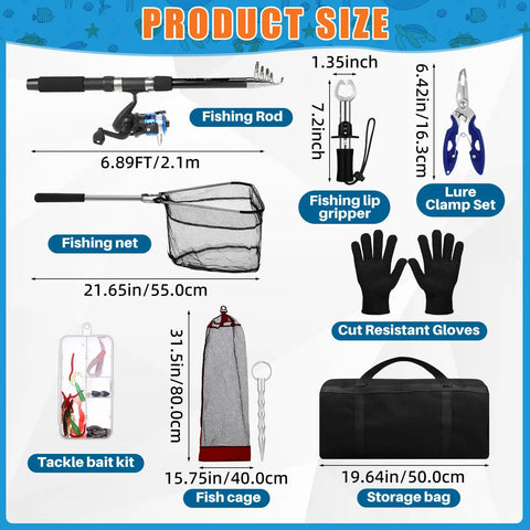 Two Piece Telescopic Fishing Rod Combo Set