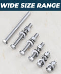 Assorted sizes of Six Piece Set 3/8-16 Stainless Steel Hex Head Screws Bolts With Nuts Flat And Lock Washers Full Thread Coarse Thread