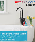 Floor Mount Bathtub Faucet High Flow Freestanding Tub Filler with 360 Degree Swivel Gooseneck Spout and Cylindrical Handheld Spray