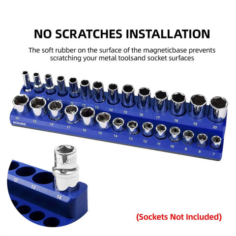 Rock Solid 4 Pack Magnetic Socket Organizer For Garage Storage Heavy Duty Quarter And Eighth Inch Drive Sae Metric Socket Holder Tray With Strong Magnet Base Keeps All Your Gear Properly Secured