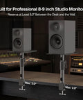 2 Pack Desk Clamp Studio Monitor Stands With Adjustable Tilt And Swivel Mounts for Desktop Speakers in studio setup
