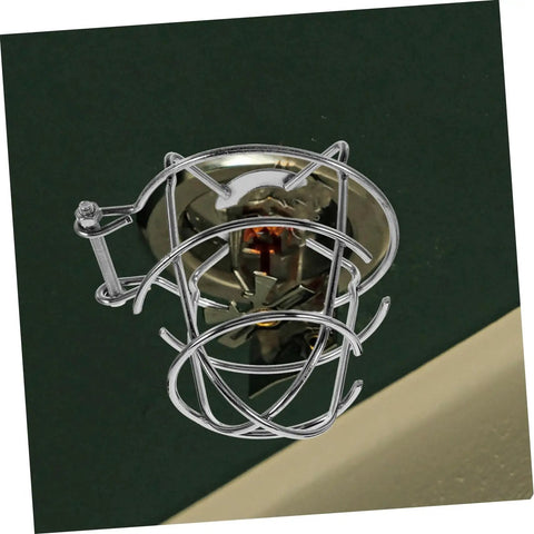 Tough As Nails 2 Pack Fire Sprinkler Head Protector Cage Heavy Duty 1/2 Inch Metal Shield view from below with ceiling attachment.