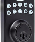 Pack Of Six Matte Black Electronic Keypad Deadbolt Door Lock With Auto Lock And Touch Control Keyless Entry featuring keypad detail.