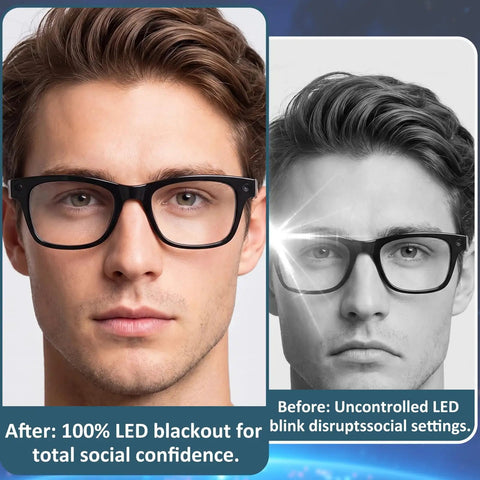 Before and after using Adjustable LED Light Blocking Covers For Meta Glasses That Block Light And Cut False Alerts, 4 Pack