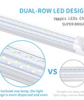 8 Foot LED Shop Light 25 Pack 120W High Output T8 Linkable Tube Lights With Beefy Brightness 14400 Lumens 6000K Cold White V Shape Clear Cover Plug And Play For Garage Warehouse And Workshop