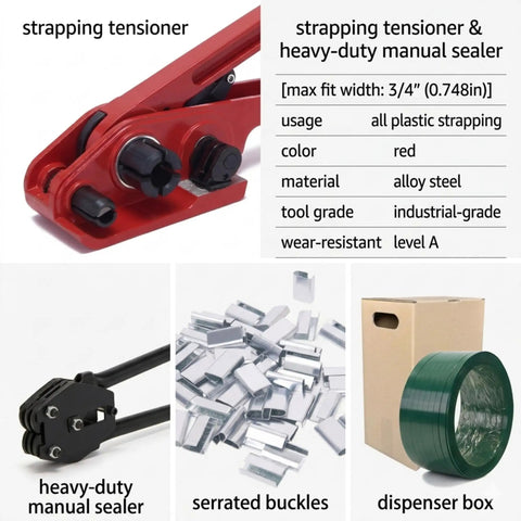 Legit Heavy Duty Poly Banding Strapping Kit With 1000 Ft Pet Strap And Pro Ratchet Tensioner Upgraded Sealing Tool Plus Hundred Steel Seals for strapping tools and materials.