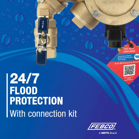 Industrial Grade Lead-Free Bronze Y Pattern Rpz Backflow Preventer With Built-In Flood Sensor angle showing flood protection features.