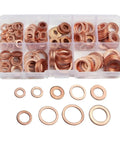 Flat Copper Washers And Gasket Kit Set For Automotive Repairs Heat Resistant Copper Rings And Solid Flat Seals Universal Fit For Sealing Bolts And Engine Components Durable DIY Auto Repair Essentials, assorted copper washers in organizer case