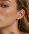 Straight Up Premium Flat Back Titanium Ball Earrings For Sensitive Ears Implant Grade 20G worn in pierced ears, 6.5mm size, smooth finish.