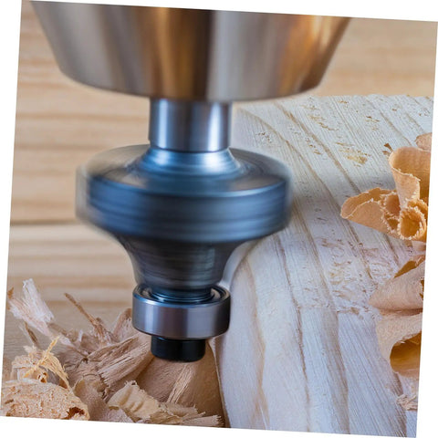 Top Mounted Bearing Guide Kit For Router Bits With Replacement Bearings Screws And Wrench Woodworking Accessory in use on wood