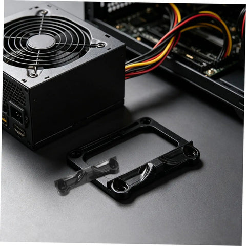 Five Pairs CPU Cooler Backplate Bracket Kit With Plastic Mounting Retention Clips For Motherboard Sockets Spare Parts For Heatsink Installation Backups For DIY Builders And Pros Wide Compatibility, black metal backplate and plastic clip on PC PSU