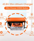 43.8V 25A Lithium Charger for 36V Lithium Golf Cart Battery 100Ah LiFePO4 with Built In Bluetooth 200A BMS Features Highlight