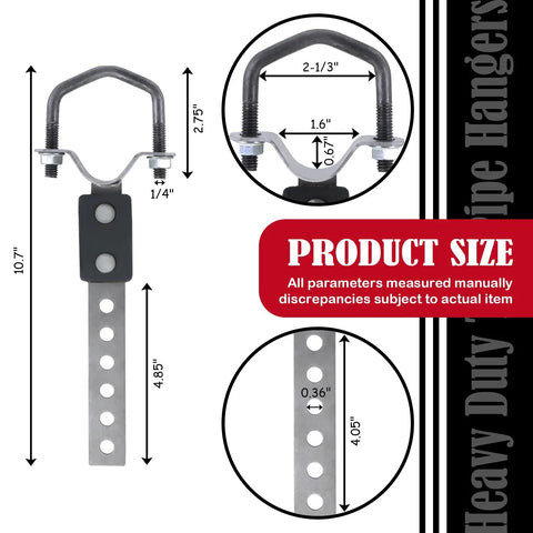 Heavy Duty Universal Exhaust Hangers For Tailpipe And Muffler, Flexible Swivel Mounts dimensions and details