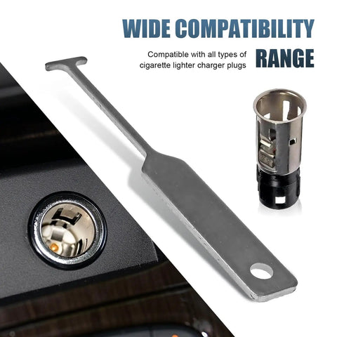 Universal Cigarette Lighter Socket Replacement With Removal Tool Fits Most Cars, Durable Heat Resistant Base, DIY tool displayed.