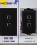Oversized 1-Gang Wall Plate For Duplex Receptacles, Jumbo Black Glossy Outlet Cover, comparison with standard size