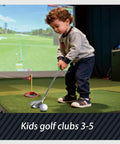 Child using Kids Golf Set For Ages 3 To 8 Adjustable Indoor Outdoor Complete Kit With 3 Clubs 2 Holes And Flags Sports Toy