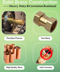 Heavy Duty Brass Garden Hose Female To Female Adapter For Leak Proof Connections, brass 3/4 GHT connector shown in process and finished form