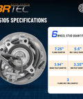 Front Wheel Hub And Bearing Assembly 515104 shown with specifications for Chevy Colorado, GMC Canyon, Isuzu 6-lug with ABS left front