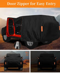 Jeep Wrangler 2 Door Waterproof Car Cover Highly Adjustable All Weather Outdoor Protection With Driver Door Zipper