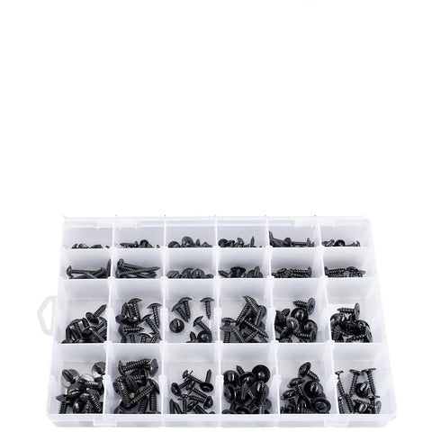 Pro Grade 270 Piece Automotive Body Screw Kit With Washer Head Self Tapping Screws For Fender Liners, Bumpers, And Body Panels - assorted sizes in case