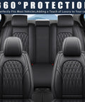 Premium Nappa Faux Leather Car Seat Covers Full Set Waterproof Non Slip Cushioned 0.28 Inch Thick Airbag Compatible Universal