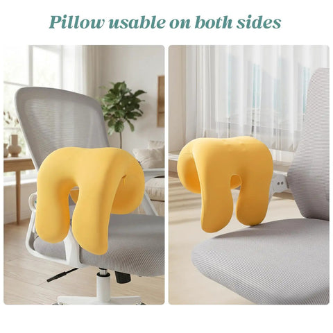 Office Chair Neck Pillow Memory Foam Ergonomic Nap Pillow Headrest Accessory for desk and gaming chairs in yellow