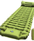 Olive green Ultralight Camping Pad With Built In Pump Waterproof Air Mattress For Backpacking And Hiking Compact Comfortable Sleep Pad