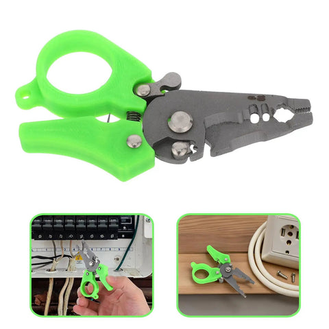 Heavy Duty Mini Wire Stripper And Cutter Pliers with green handle, compact design for electrical wiring tasks, sharp steel jaws.