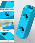 Four Piece Two Way Five Port Aluminum Air Compressor Manifold With One Quarter Inch Output Port And One Quarter Inch Supply Port Durable Aluminum Air Distribution Block Splitter
