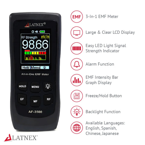 EMF Meter And RF Detector With Calibration Certificate For Home And Office Use Detects High And Low EMF From Cell Towers Smart Meters