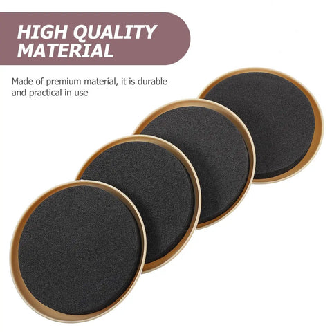 No Sweat Furniture Sliders Four Pack Reusable Floor Glide Pads For Hardwood Surfaces showing durable glide mats with anti-scratch bottom.