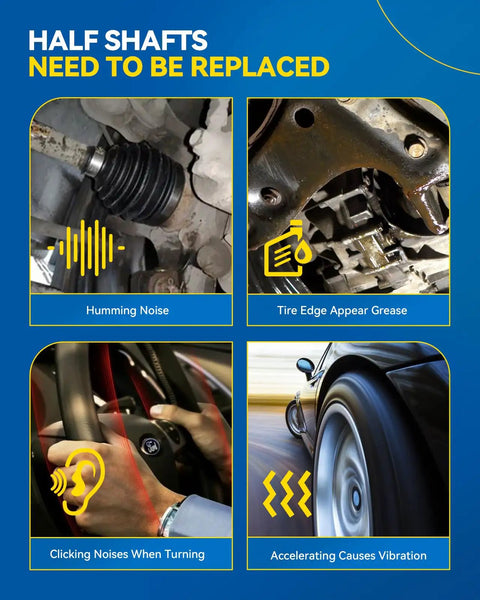 Premium Front CV Axle Shaft Assembly For Nissan Altima 2013 To 2018 2.5L Sedan, showing signs of wear like grease leakage.