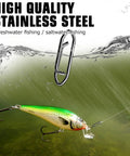 Fishing snap swivel, side view, stainless steel with black nickel coating