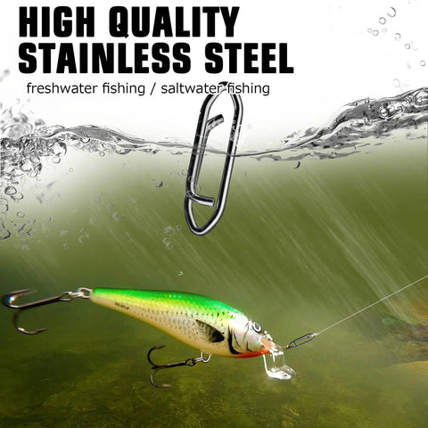 Fishing snap swivel, side view, stainless steel with black nickel coating