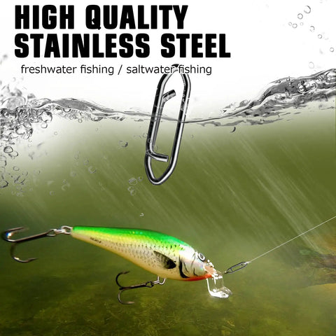 Underwater view of Beefy Saltwater Fishing Snap Set With Stainless Steel Clips And Swivels, Quick Change Lure Clips, Black Nickel Finish