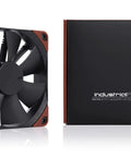 NF-F12 120mm Industrial Workhorse Cooling Fan 24V PWM IP67 Sealed Heavy Duty Beast 2000 RPM shown beside its packaging.