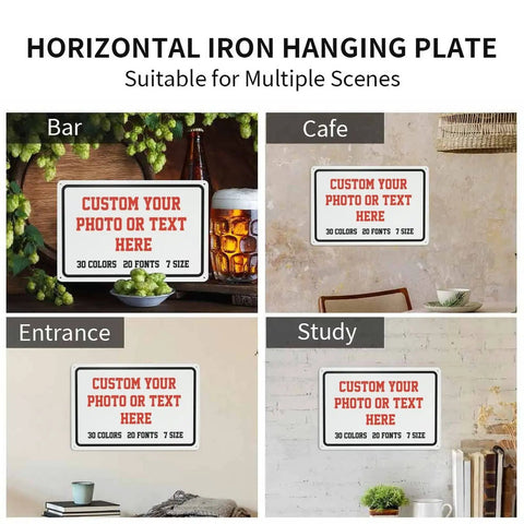 Rock Solid Kickin Custom Metal Signs For Your Biz Or Home Base Featuring Hassle Free Mounting And Weather Resistant Coating in different settings.